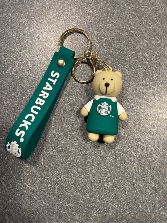 Starbucks Accessories - Starbucks Teal Bear Keychain with Branded Strap